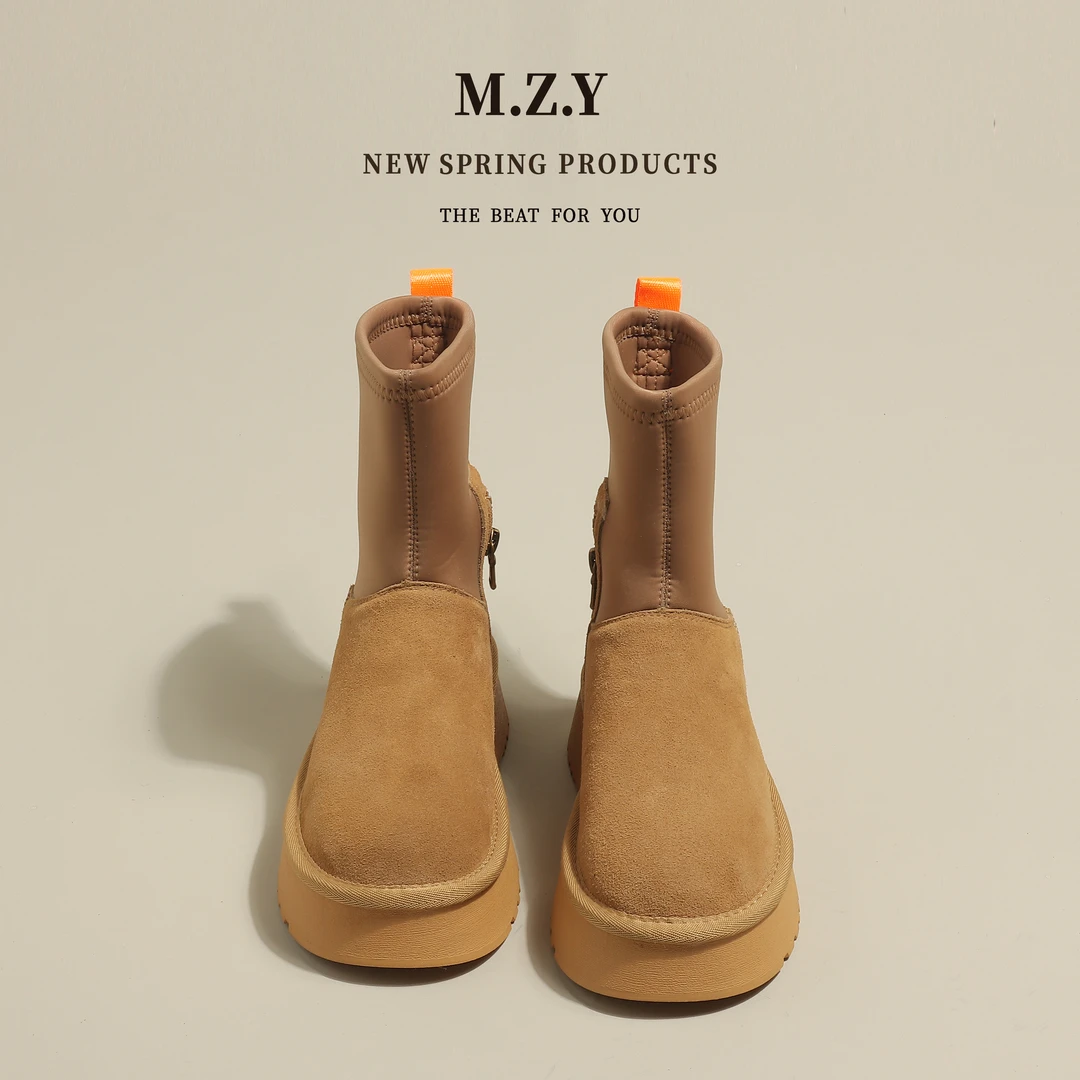 【DR官方正品】MUZHOUYANG 枫叶榛果~防滑抗寒雪地靴女新款冬季加