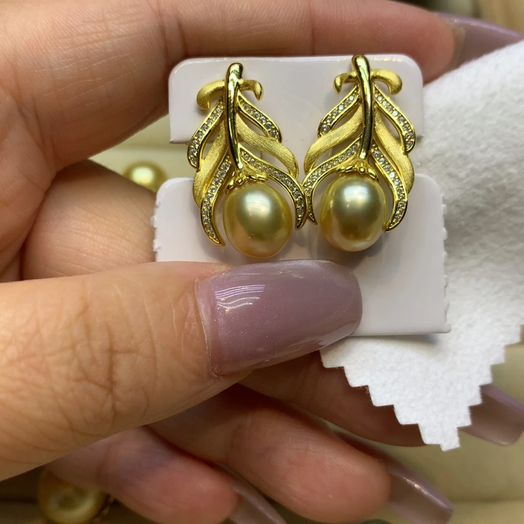 银S925镶嵌耳饰海水珍珠