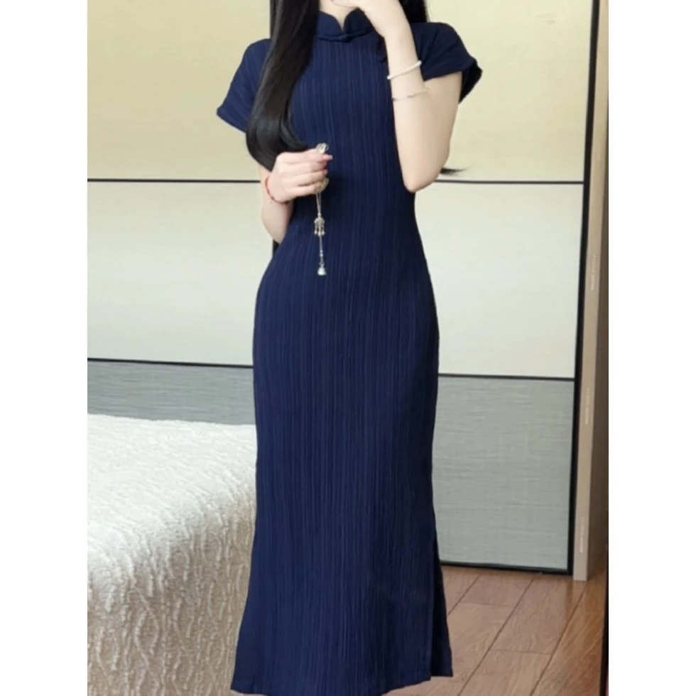 画报夫人抹茶夏季新款改良旗袍少女轻款性感修身国风长款收腰裙子