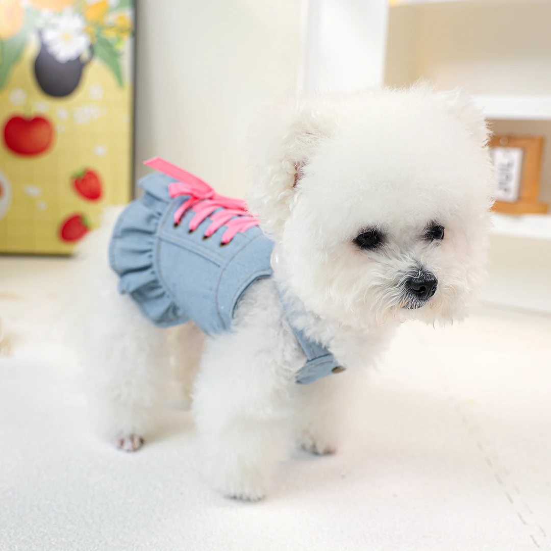 PETCIRCLE/宠物圈狗狗夏季重工奢华绑带辣妹牛仔裙泰迪比熊衣服