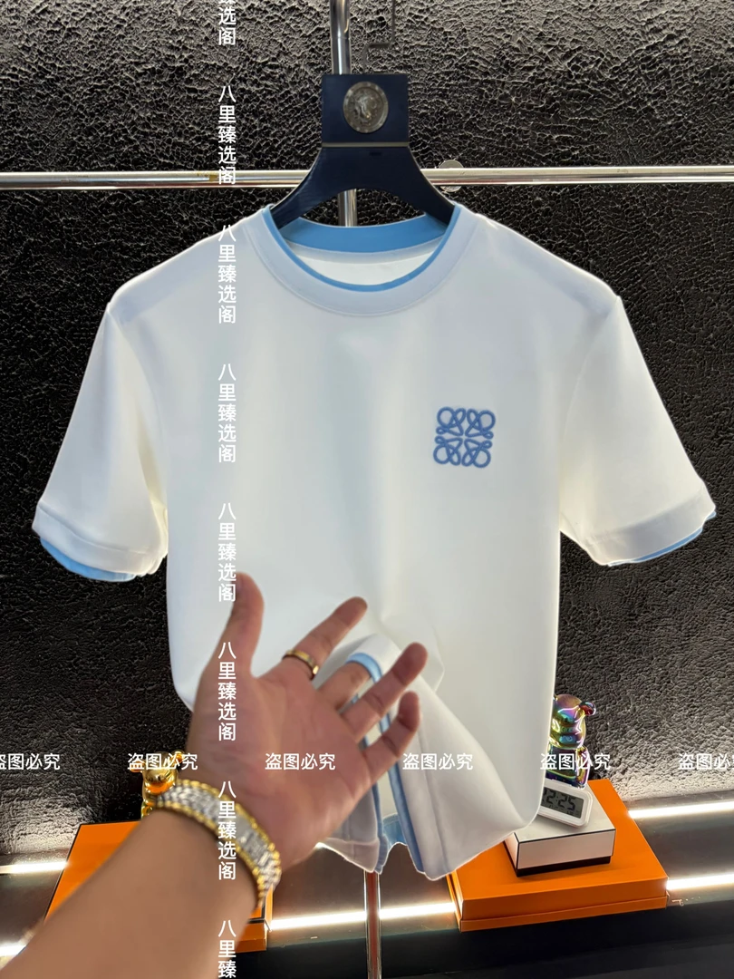 2025新款时尚潮流百搭高端奢品刺绣大气男款休闲短袖夏季圆领(壹)