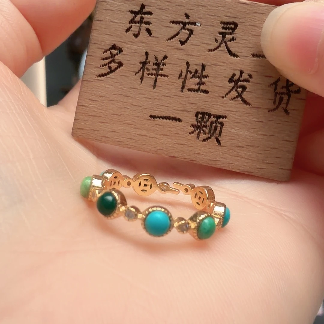 绿松石银S925镶嵌戒指