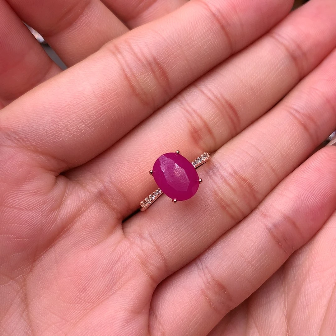 红宝石戒指银S925镶嵌