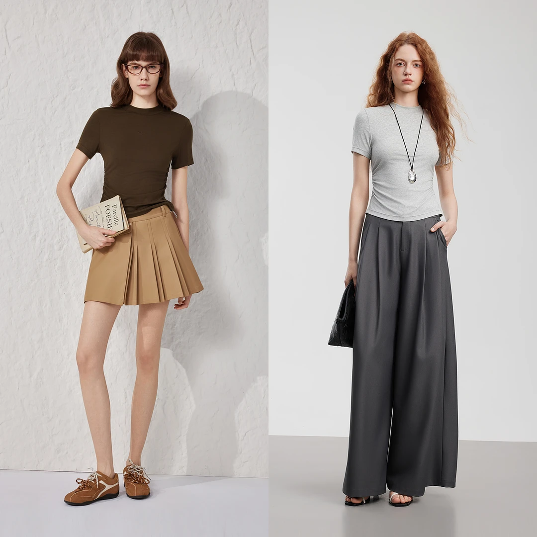 ELLE女装夏季新款时尚精致通勤穿搭爽滑透气舒适抗皱T恤ET51069