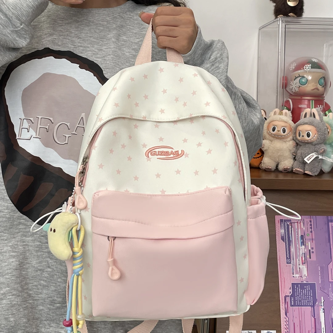 简约ins少女风书包女小学生初中生双肩包高中生轻便休闲旅行背包