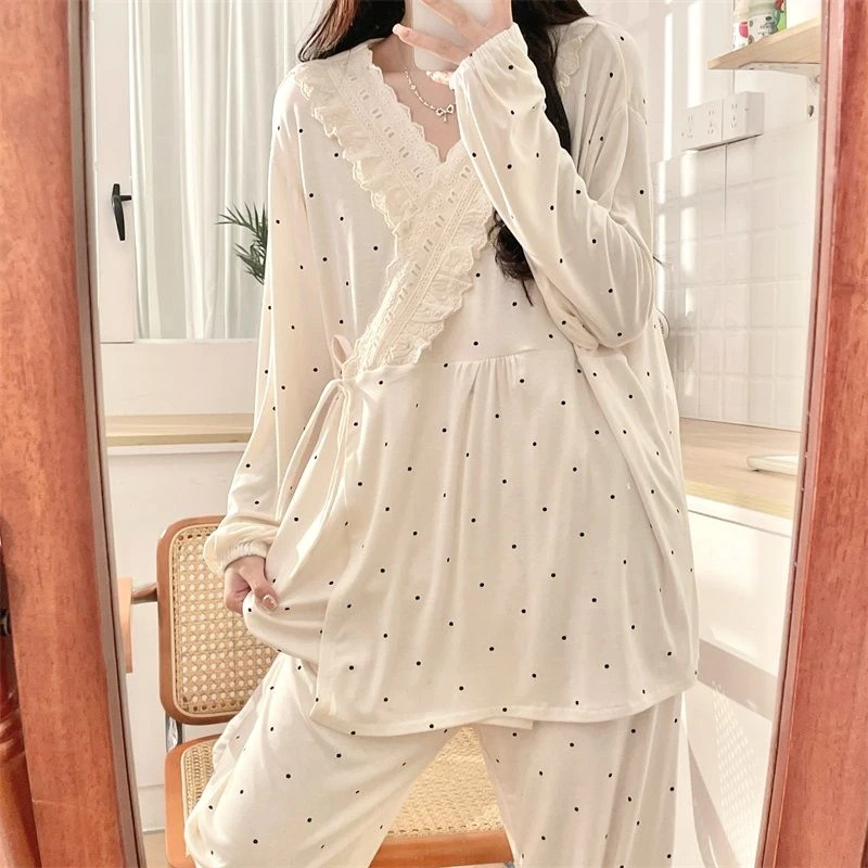 【夏季-凉感型】系带莫代尔月子服夏薄款产后怀孕期哺乳孕妇睡衣女