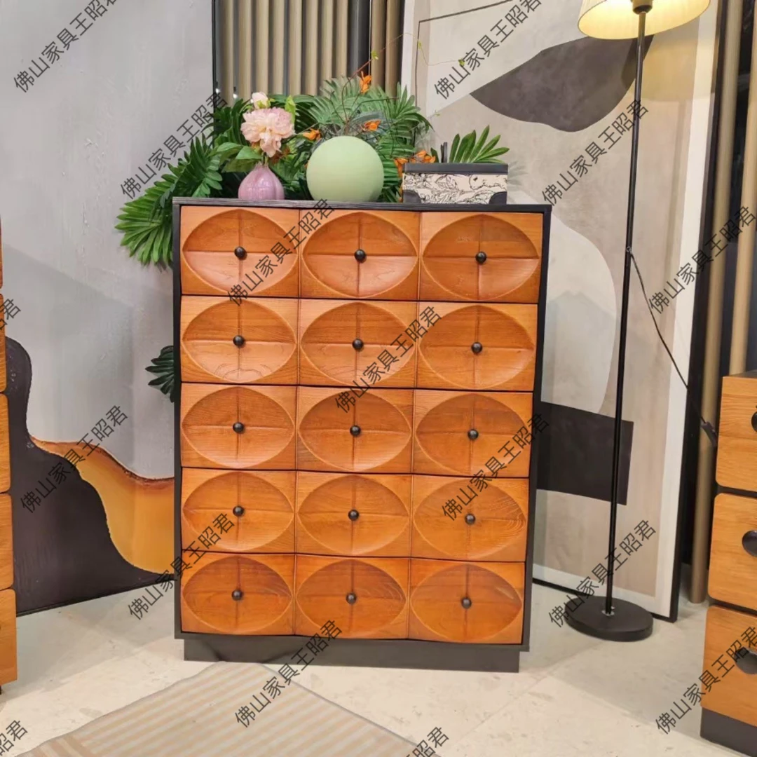 欧巴斗柜收纳柜中古实木柜家用卧室抽屉储物客厅菱格沙发卡门柜