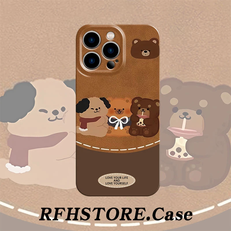 ZMGX棕底三只熊适用iPhone17/16promax菲林手机壳华为vivoppo小米