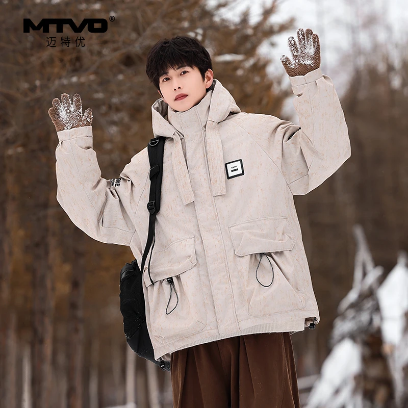 MontVoo/迈特优新款90绒扎染工装连帽男士爆款工装风羽绒服107
