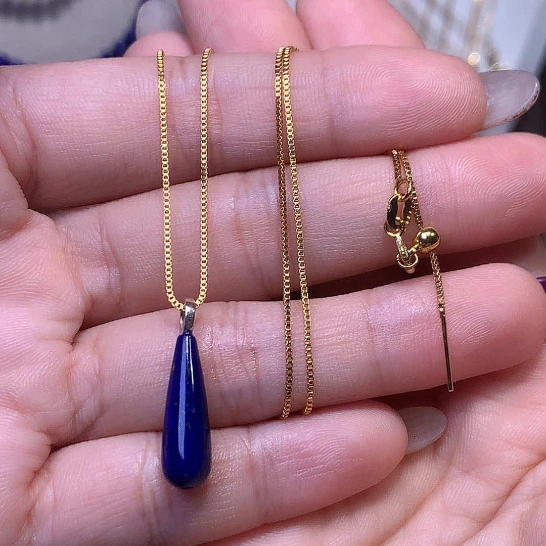 ****亮青金石银S925镶嵌吊坠