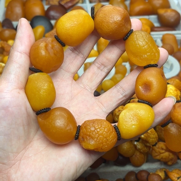 琥珀未镶嵌裸石天然蜜蜡手串