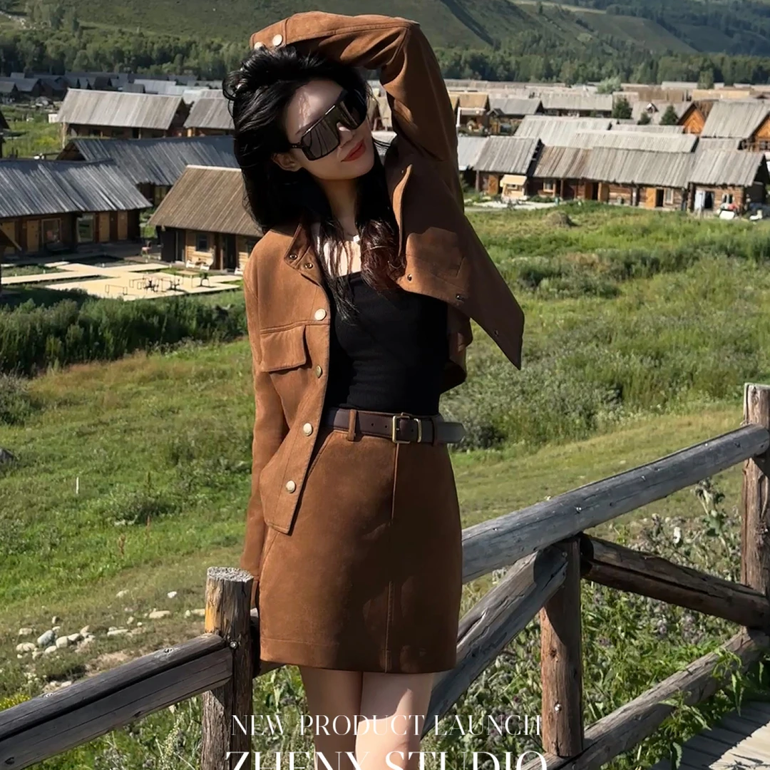 ZHENXI【老恩半裙】高个子穿搭高级气质优雅四季搭配短裙25QDAA0289