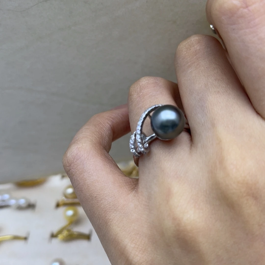 海水珍珠戒圈银S925镶嵌