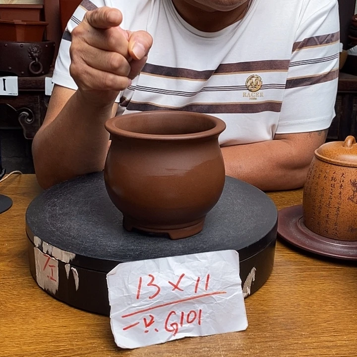 紫砂花盆货号一只G101