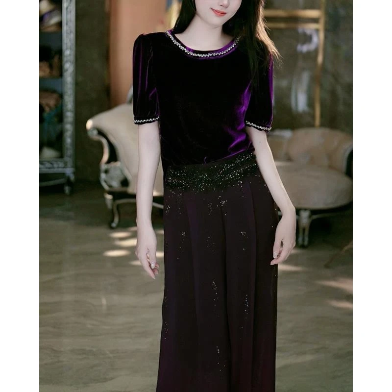 3-12【巴黎夜曲】重工真丝丝绒气质上衣