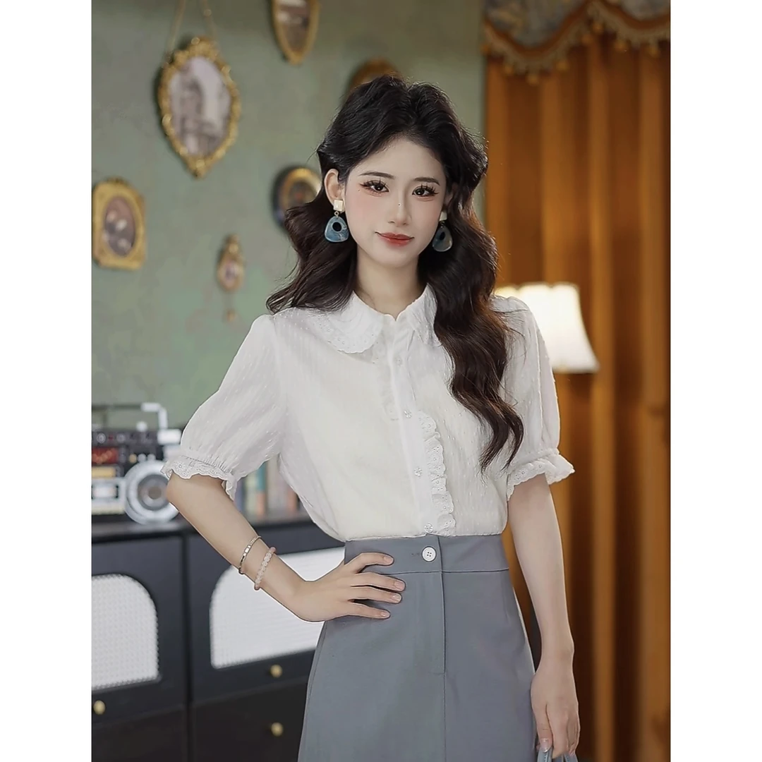 张嘉圆25新款春秋夏季法式复古气质时尚百搭长袖衬衫#7800