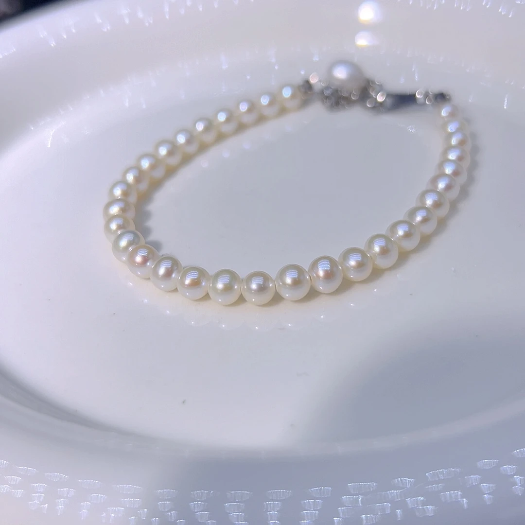 钛钢淡水珍珠新粉福利极光天然珍珠