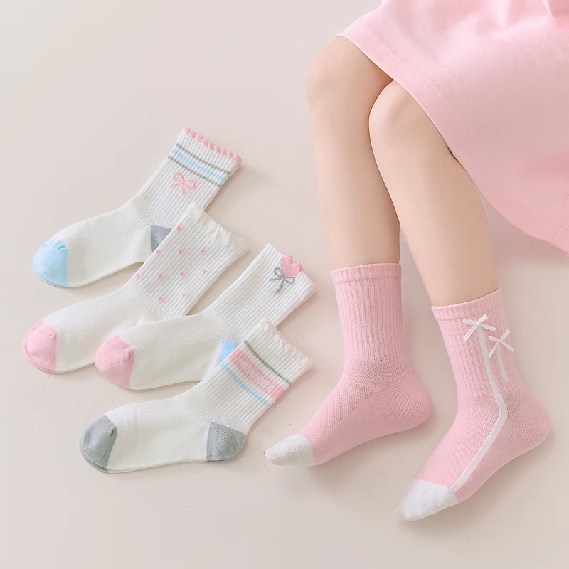 女童袜子春夏薄款中大童女孩儿童网眼公主中筒袜春夏季无骨防臭袜