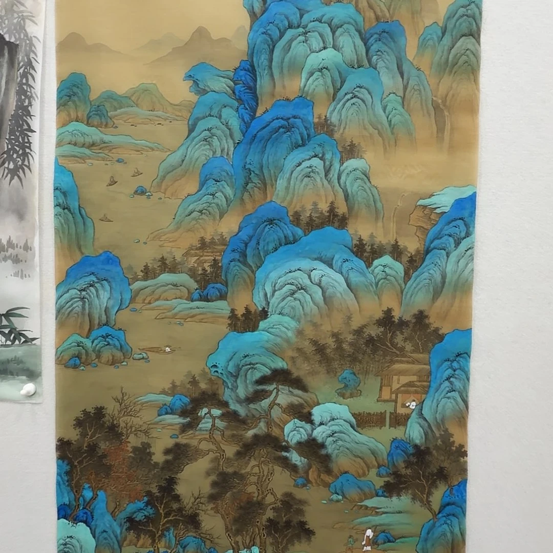 青***蝶国画工笔画丝绢工笔