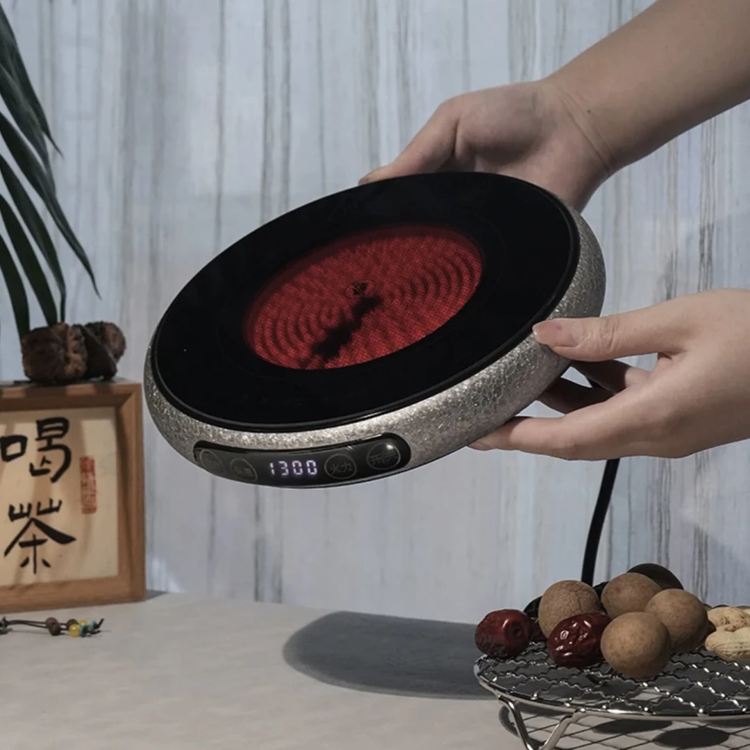 横硕新款冰花纹理1300W超薄电陶炉合金外壳专业煮茶炉烧水壶煮茶