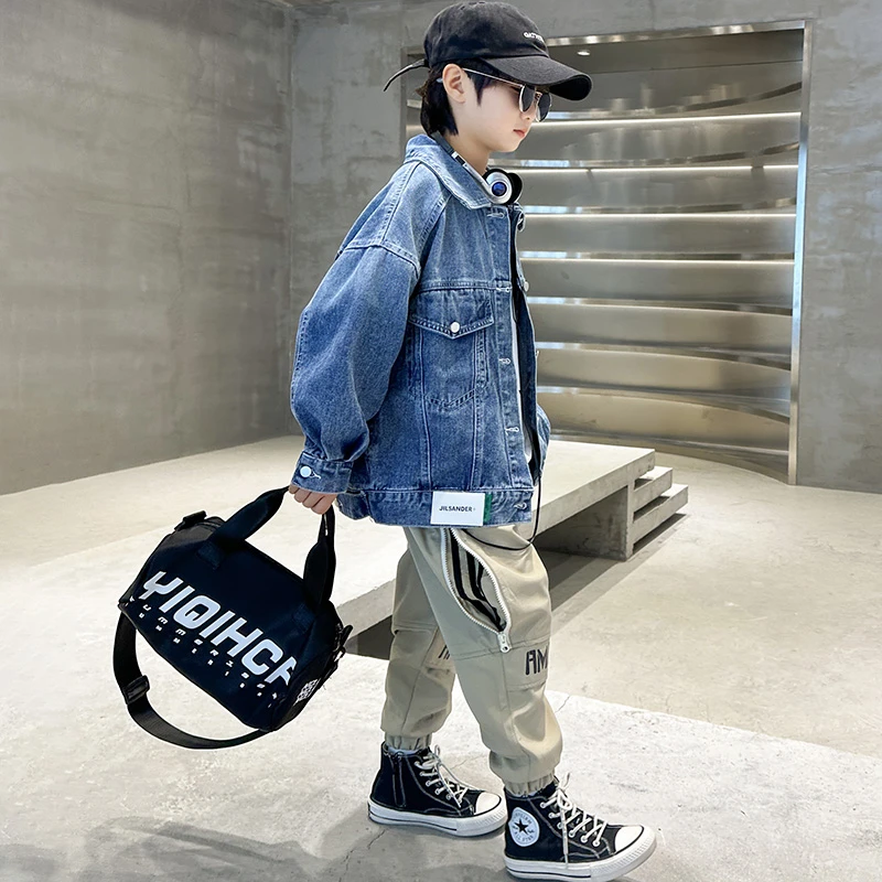 男童牛仔外套春秋新款中大童蓝色休闲牛仔衣韩版儿童洋气潮牌上衣