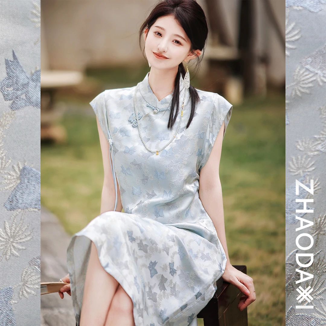 【赵大喜】现货！髙端线 年年有鱼旗袍裙 | 非遗宋锦 真si提花