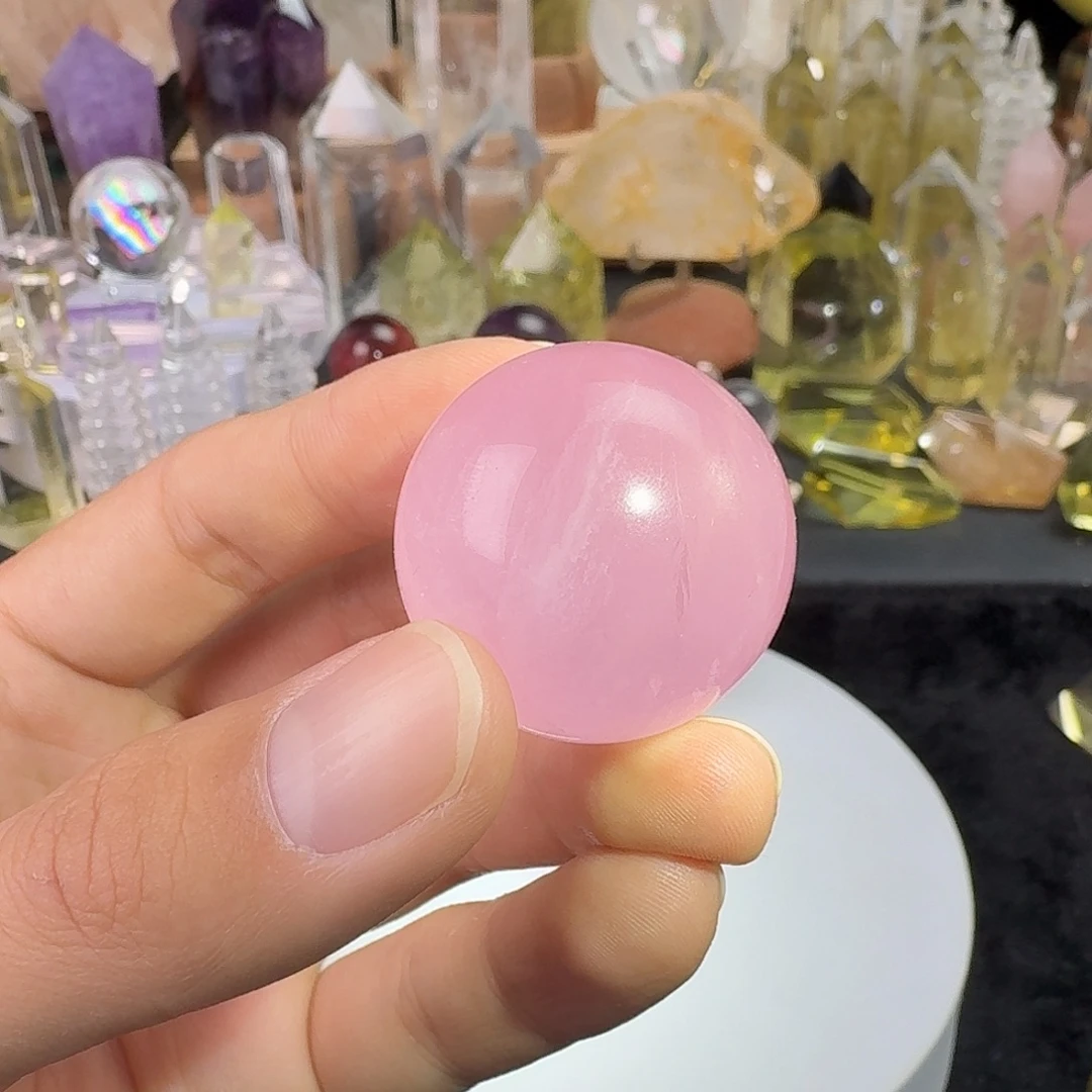 珠宝半成品未镶嵌水晶粉晶六芒星球