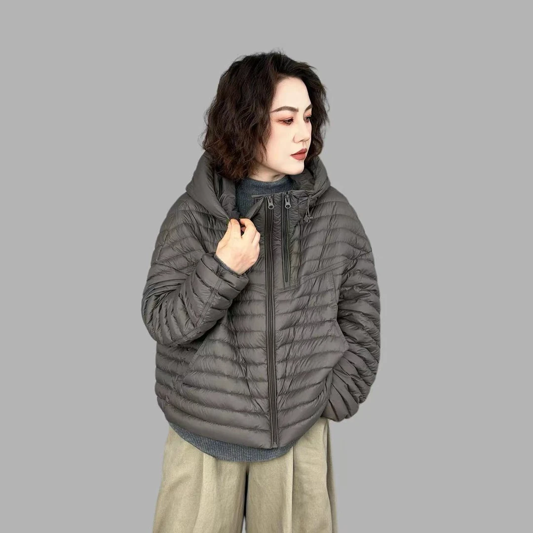 【1048】排骨款~放心绒独特廓形连帽轻薄羽绒服宽松舒适百搭羽绒服