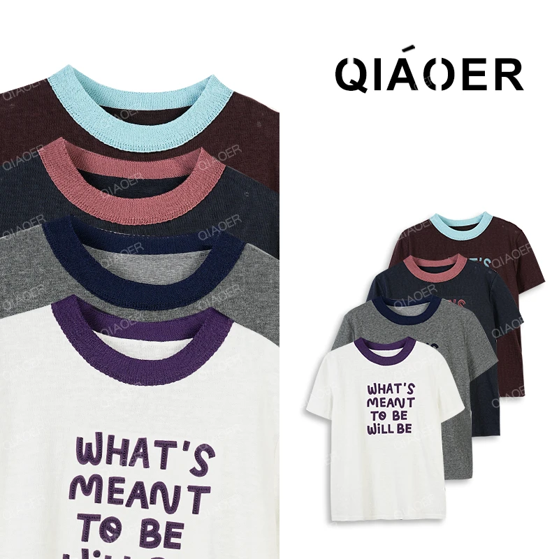 乔儿定制【心想事成】莱赛尔天丝重工刺绣新款百搭T恤宽松休闲打底