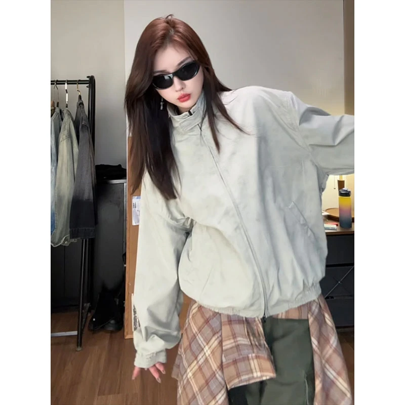 春季新款立领飞行夹克男女同款潮流简约宽松休闲百搭外套