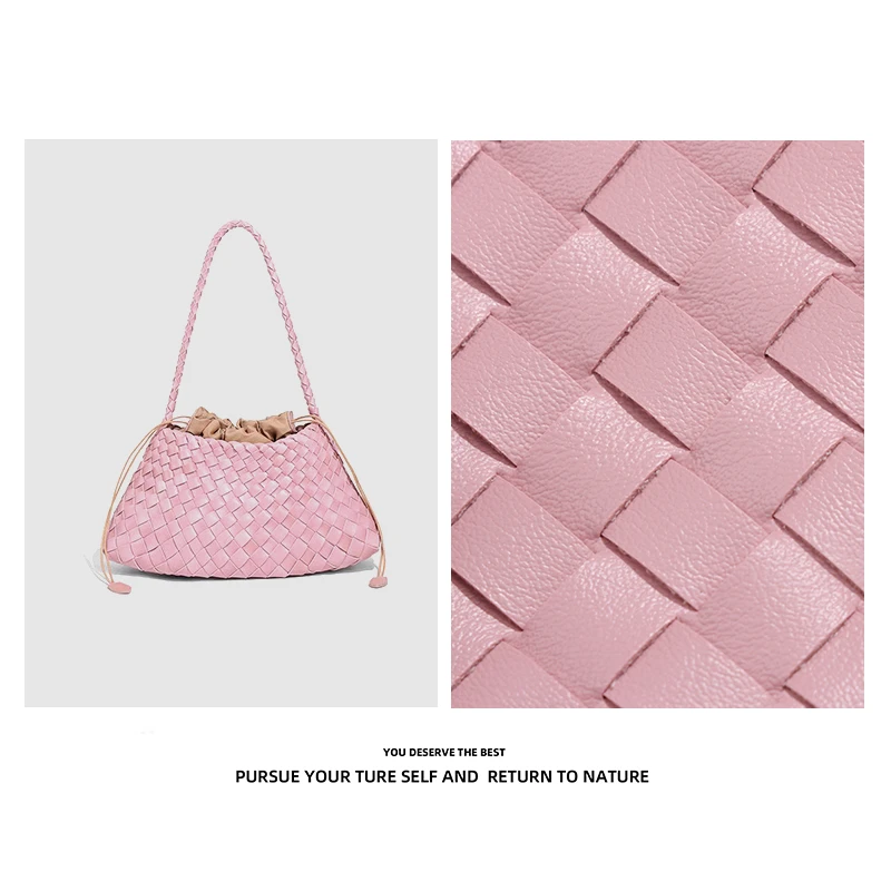 Discover Revive手工编织工艺小众单肩斜挎包包B1978-1-玫瑰粉