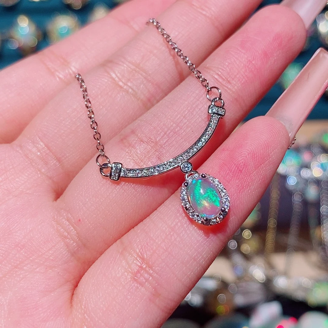 欧泊银S925镶嵌项链