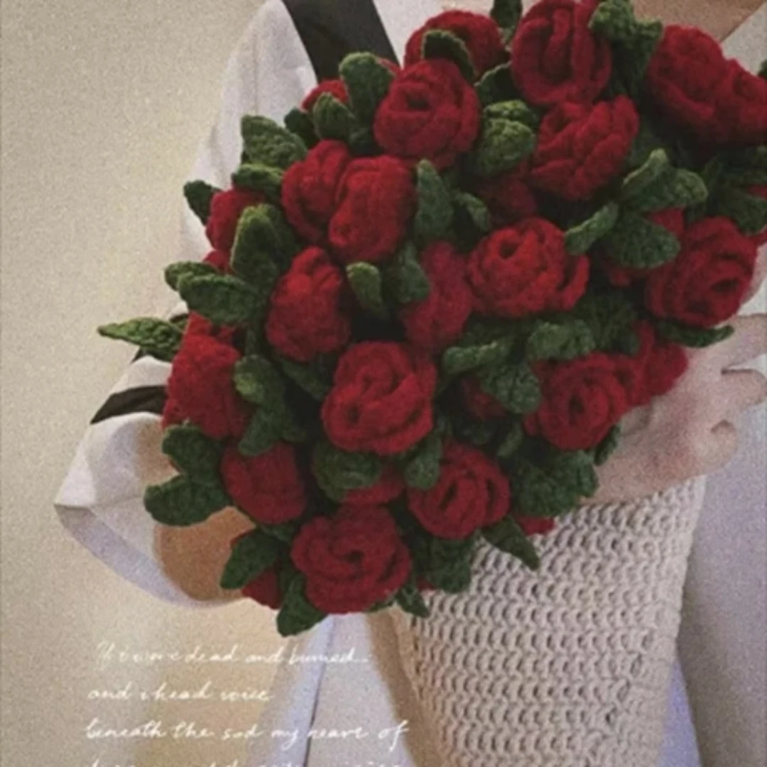 手工可爱花束毯子diy材料包钩针钩织自制编织盖毯送朋友创意礼物