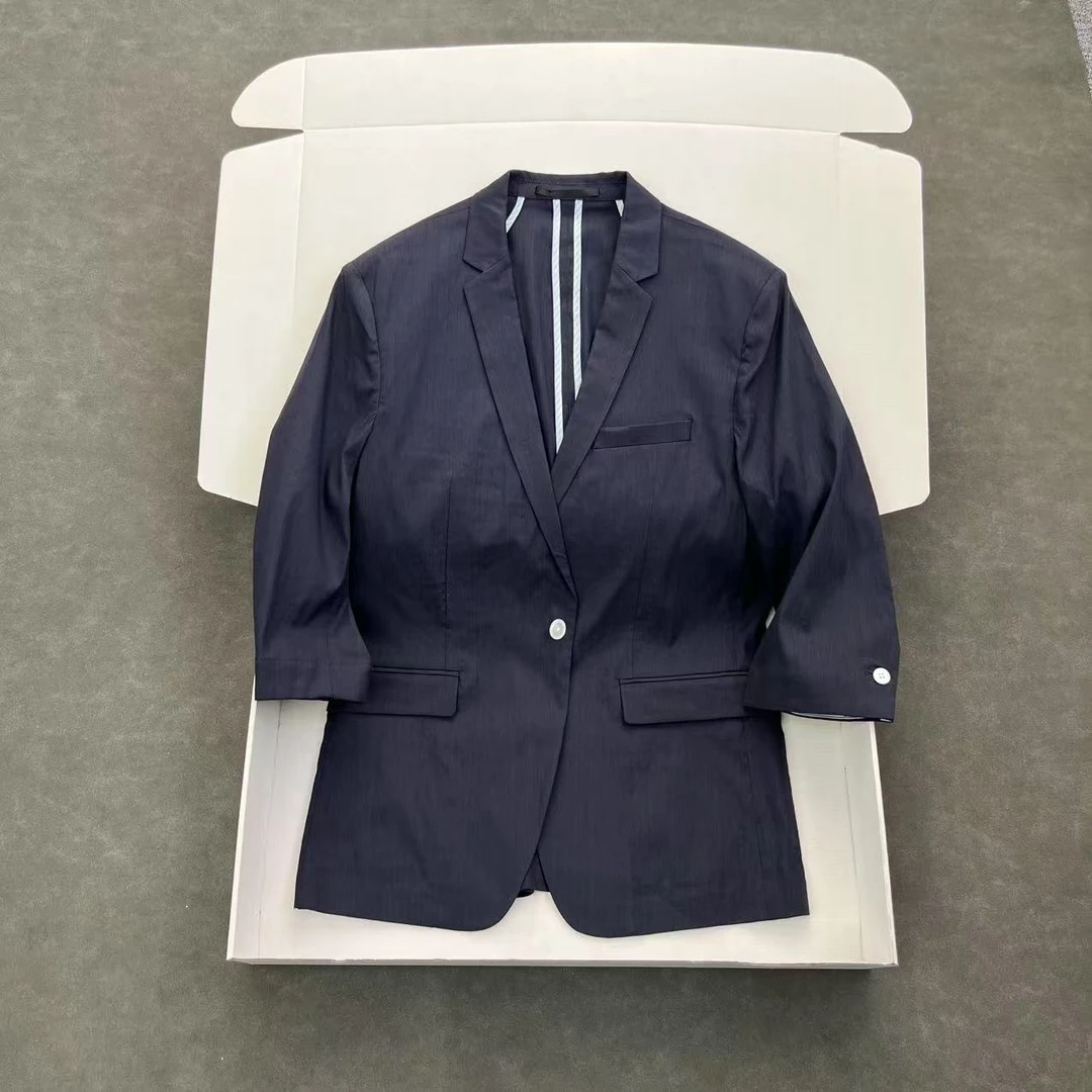 日系单西 版型超赞 男士七分袖亚麻西装外套 带弹力