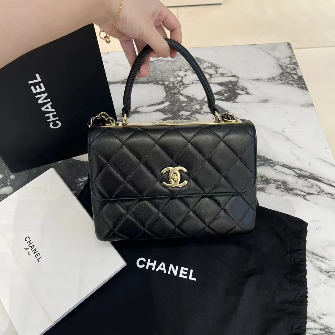 99新 Chanel/香奈儿 24年11月黑色trendy cc小号手提链条包气质