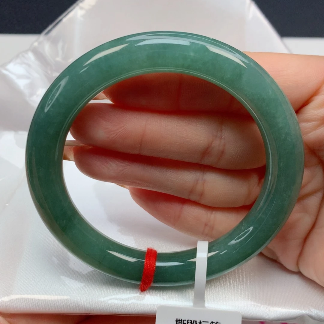 翡翠手镯未镶嵌56-57湖水蓝 圆条