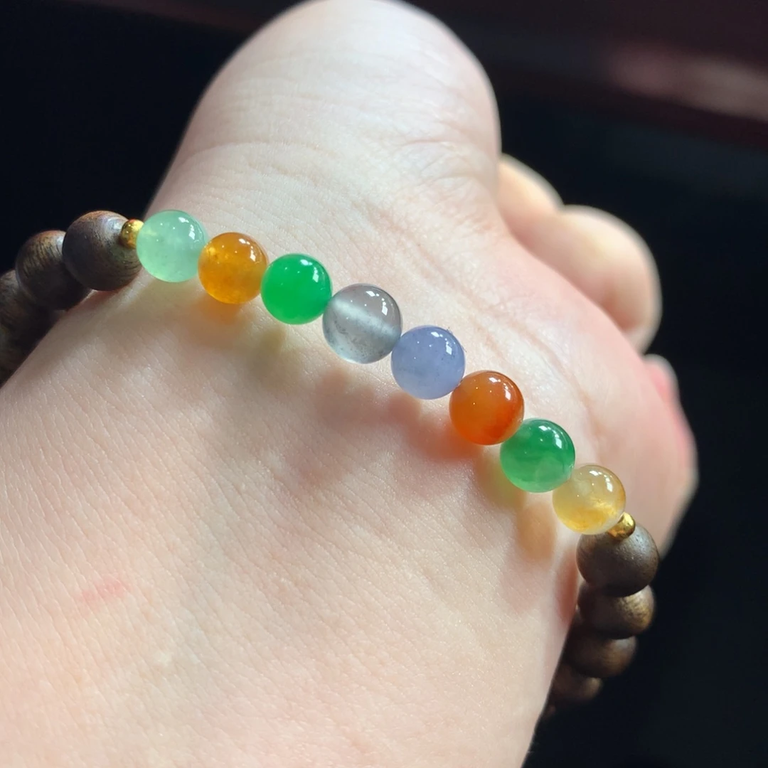 翡翠未镶嵌手链翡翠冰底糖果缤纷卡5.80～6.50+