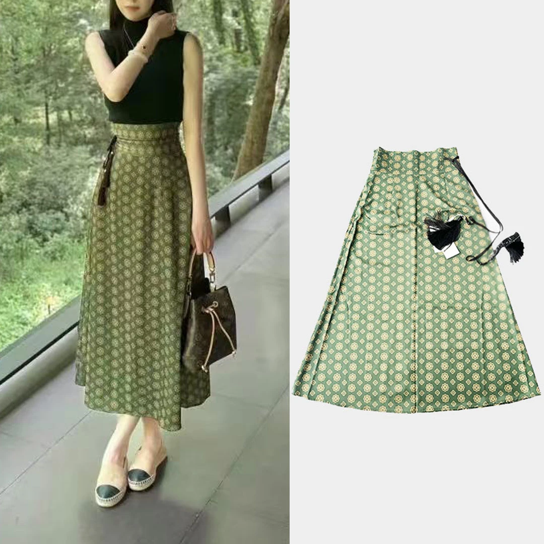 HOVENCI郝梵晞A字半身裙2025春夏新款重工雏菊扎染轻奢名缓风长裙