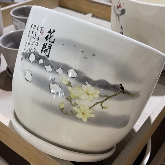 多肉绿植陶瓷花盆，9.9包邮，有孔