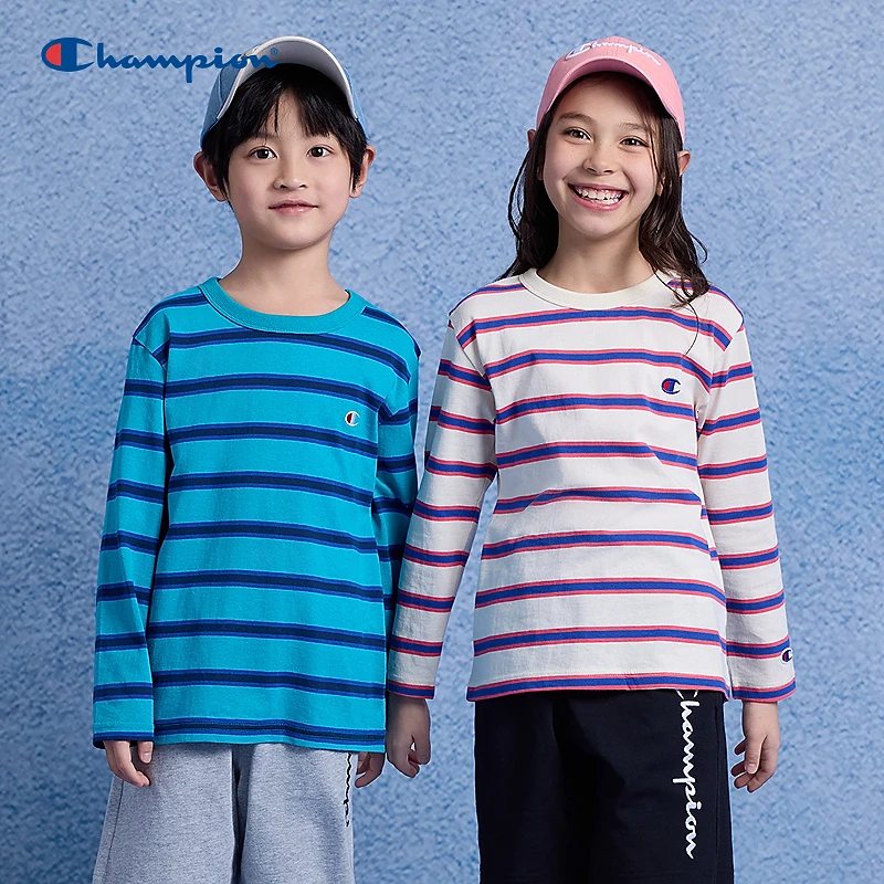 Champion2025经典刺绣小标条纹长袖T恤CK-B404 DR