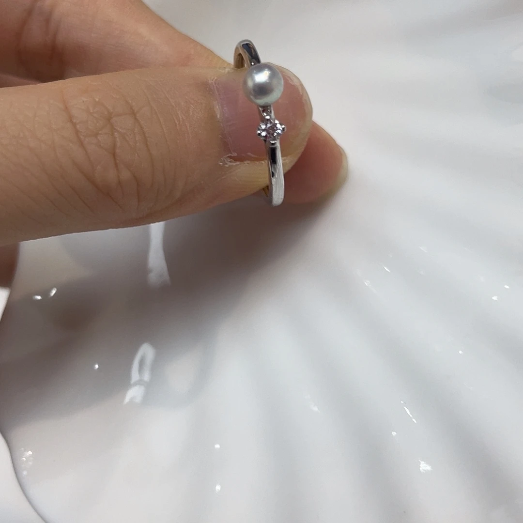 银S925镶嵌戒指海水珍珠