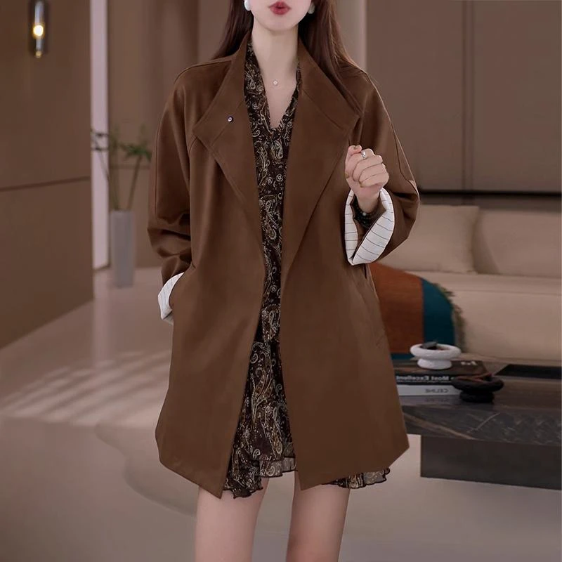 秋冬酷飒感气质女士风衣2025秋季新款高端时尚大气休闲中长款西装