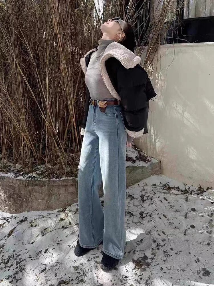 【云云精选】938 复合绒窄版直筒裤