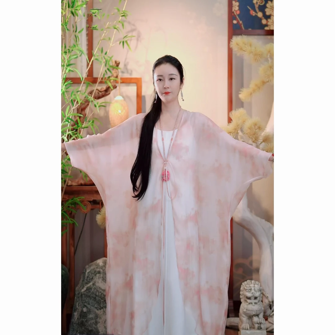 【凌云踏月】夏季国风轻薄飘逸仙气系带宽松遮肉长款外披