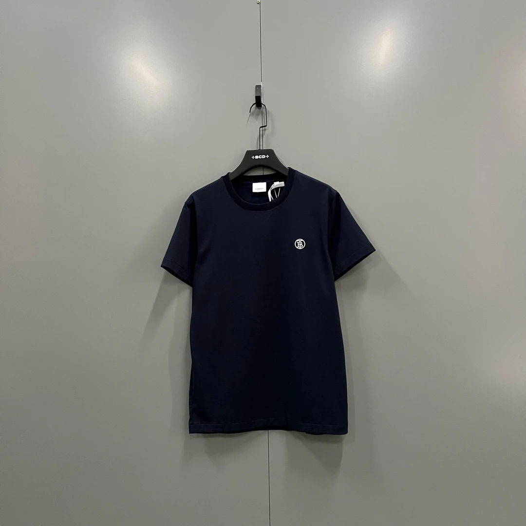 95新 BURBERRY/博柏利 （ll）深蓝色TB徽标刺绣短袖 M码/98新015995