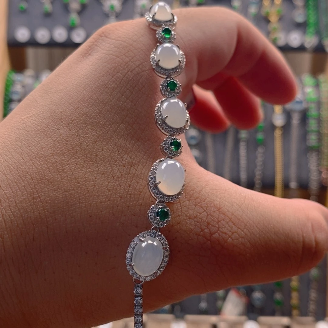 颈饰银S925镶嵌翡翠翡翠手链