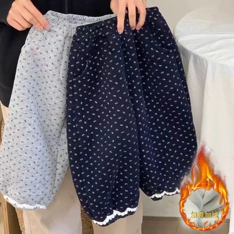 女童春秋长裤2025新款女宝宝外穿秋季碎花休闲裤女孩洋气灯笼裤子