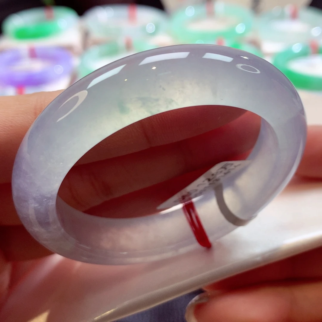 未镶嵌手镯翡翠炸光白冰25号正圈77