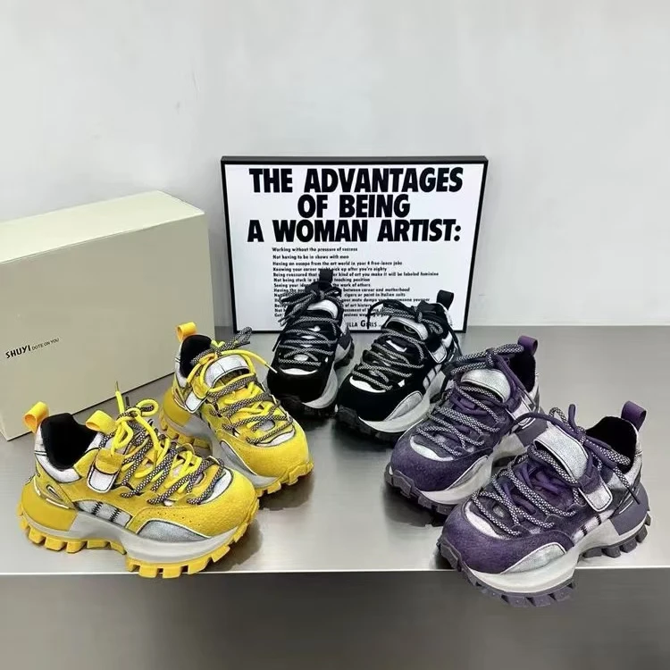 小情拼色阿甘鞋女潮牌2025春季新款厚底显脚小松糕鞋小个子休闲鞋