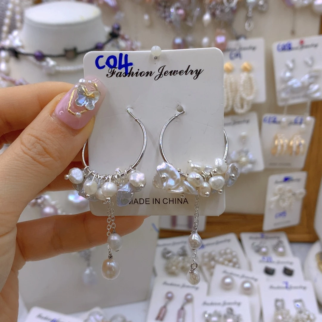 淡水珍珠耳饰银S925镶嵌